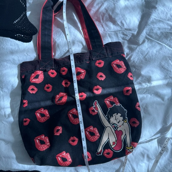Vintage Betty Boop Tote Bag – Red Lip Print Kiss Graphic Y2K Punk Rock - Picture 11 of 11